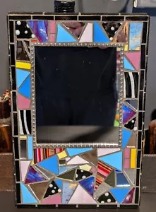 Espejo colgante Tootie Burns Missouri arte azulejo de vidrio espejado mosaicos medios mixtos - Imagen 1 de 22