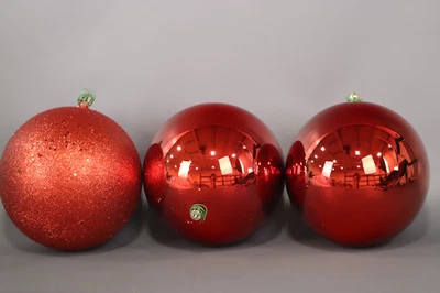 Vickerman 6'' Red 2-Finish Ball Ornament Assortment  3 per Box - Image 1 of 3