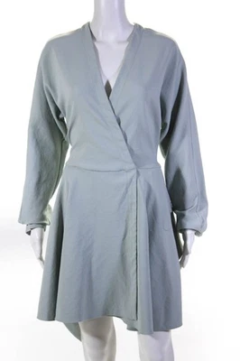 Vestido envolvente Tibi para mujer cuello en V manga larga calcáreo drapeado azul talla 4 12028051 Foto 1 de 4