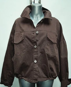 ANGESAGTE BALLON XL  JACKE BLOUSON BAUMWOLLE KURZ OVERSIZED DUNKEL BRAUN - Bild 1 von 5