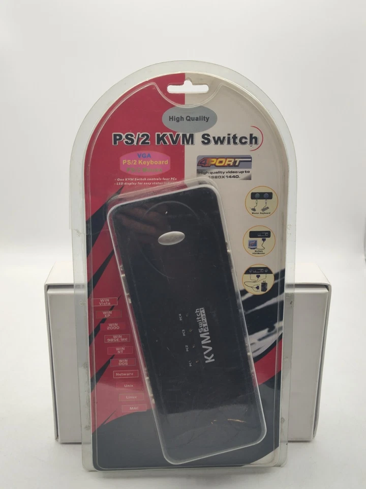 High Quality-PS/2 KVM Switch 4 Port-Compact-Portable-Brand New - Image 1 of 4