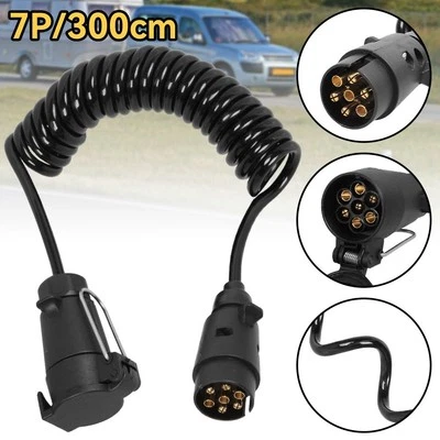MARKENLOS (无品牌) Verlängerungskabel Anhängerkabel 7 polig 3 m 12V Stecker Spiralkabel Anhänger