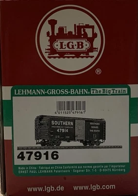 LGB G SCALE, BOX CAR #47916, SOUTHERN RAILROAD, NEW IN ORIGINAL BOX, OLD STOCK - Image 1 of 4