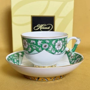 Platillo taza mandarina verde rosa china Herend - Imagen 1 de 9