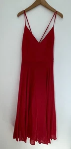 Lulus  Red Midi  Dress Sz XL 100% Rayon Strappy Asymmetrical Hem Bohemian - Picture 1 of 11