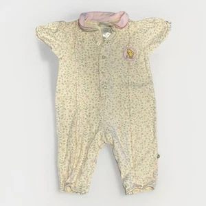 Winnie The Pooh Floral One Piece Size 9 Months Classic Pooh I Embroidered Retro - Picture 1 of 7