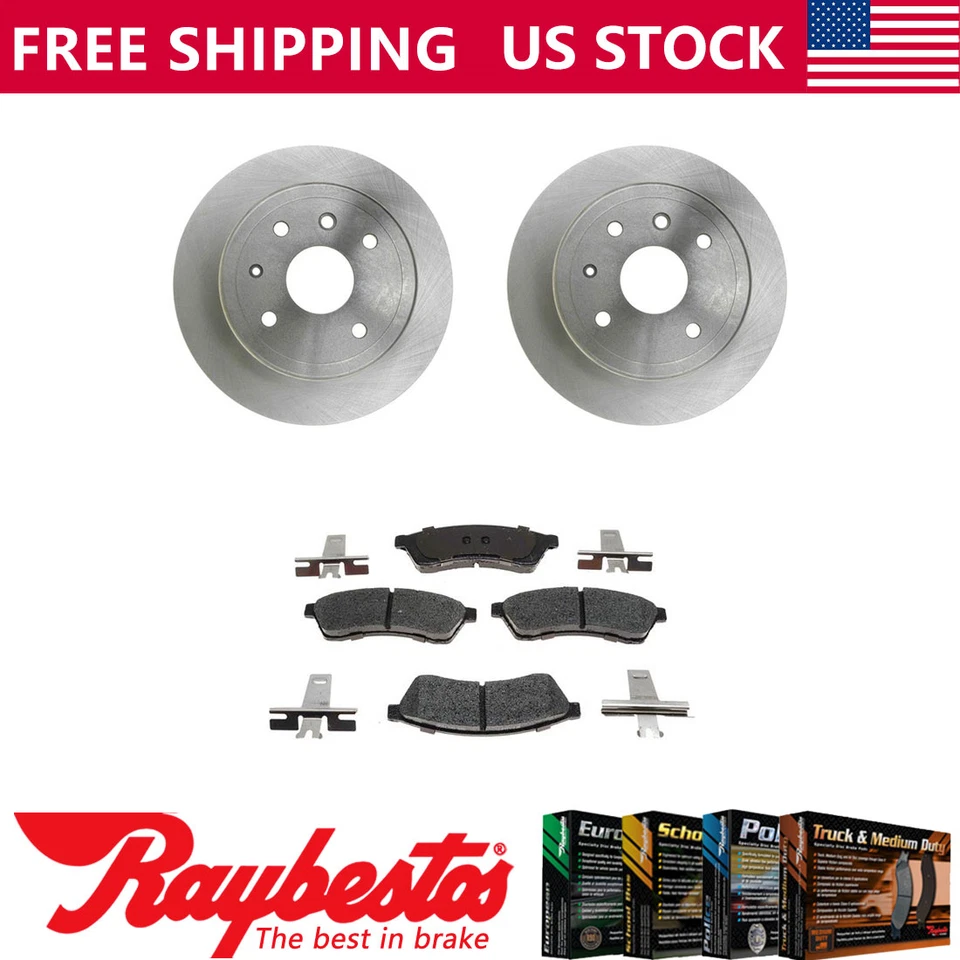Rear Kit Brake Rotors + Ceramic Pads & Hardware For 2004-2006 Chevrolet Epica - Image 1 of 4