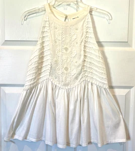Meadow Rue White Embroidered Eyelet Peplum Tank Top – Size Large – Anthropologie - Picture 1 of 7