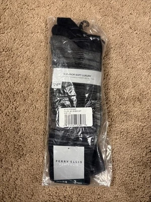 Paquete de 3 calcetines de vestir para hombre Perry Ellis que absorben la humedad talla única Foto 1 de 4