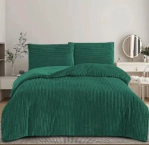 Chunky ribbed cord plush duvet set teddy sherpa fleece warm duvet with pillow - Picture 1 of 14