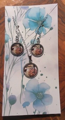 Cabochon Schmuckset Ohrringe Und Halskette Libelle  - Bild 1 von 4