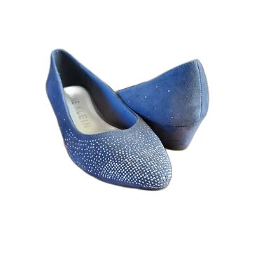 Ann Klein iflex Gris Gamuza Cuña Brillo Tachuelas 1" Tacón 5.5 Nuevo sin Etiquetas Foto 1 de 4