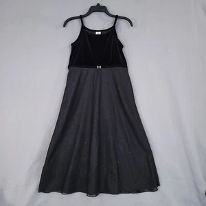 Youth Teen Girls Fit & Flare Dress Spaghetti Strap Sleeveless Black Size 14 - Picture 1 of 9