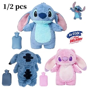 Stitch Hot Water Bottle Soft Winter Plush Warm Hand Bag Home Water Filling 500ml - Picture 1 of 22