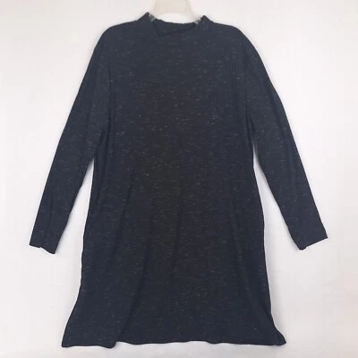  Vestido para mujer XXL 20 manga larga cuello falso columpio bolsillos negro blanco melange Foto 1 de 4