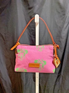 Disney Dooney & Bourke Minnie Rosa Grün Gesichter Canvas Pouchette Tasche 6"X10" GC1 - Bild 1 von 8