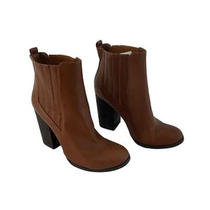 Call It Spring Brown Leather Booties Size 10 Women Preowned - Picture 1 of 7