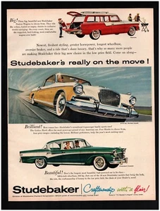 1956 Studebaker Original Print Ad ~ Fast Ship ~ Golden Hawk - President Car - Bild 1 von 1