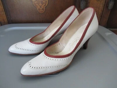 Zapatos de tacón vintage naturalizador blanco Siena punta de ala Rockabilly Pumps 9 Foto 1 de 4