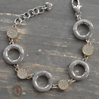 Brighton Sun Drops Link Bracelet Circle Links Two Tone Etched Reversible Pave
