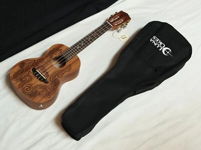 Luna Henna Dragon Mahogany Concert Electric Ukulele - New w/ Gig Bag - Image 1 of 4