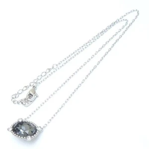 Collana In Cristallo SWAROVSKI Nera Trasparente In Argento Placcato - Foto 1 di 7