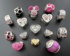 REFLECTION BEADS 925 STERLING SILVER PINK LOVE HEART CRYSTAL GLASS CHARMS LOT