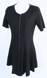Vestido THEORY Negro Mangas Cortas Tejido Plomo Frontal Cremallera Cuello Cambio Talla 4 - Imagen 1 de 6