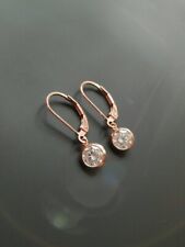 Natural Real Diamond Wedding Leverback Drop-Dangle Earrings In 10K Rose Gold