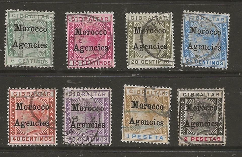 MOROCCO AGENCY(YO-6-685) 1899 SG9-16 GIB O/PRINTS FULL SET OF 8 F/USED Cover