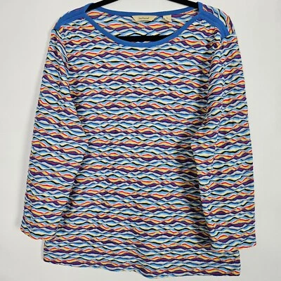 Camisa Pullover Top Tejido Bechamel Colorido Rayas Para Mujer Grande Manga 3/4 Foto 1 de 4