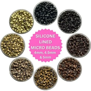 4mm 4.5mm 5mm Silicone Lined Micro Rings Beads for i-Tip Hair Extensions 100pcs - Picture 1 of 11