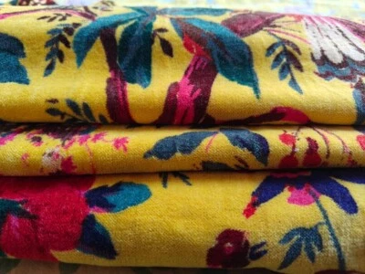 Luxury Indian Soft Velvet Fabric Upholstery Dressmaking Sewing Bird Print By Yrd - Image 1 of 4
