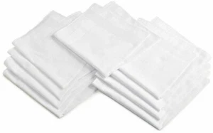 WHITE PURE SOFT COTTON PLAIN HANKIES HANDKERCHIEF FOR MEN'S - Picture 1 of 2