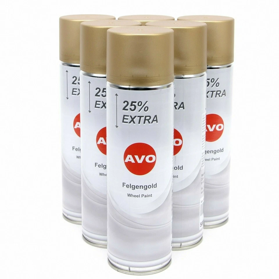 Felgengold Felgenlack AVO Lackspray gold Sprühlack 6x500ml Autolackspray A08014 - Bild 1 von 1