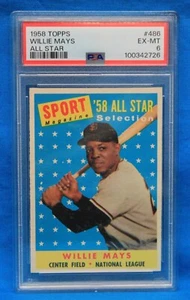 1958 TOPPS # 486 Willie Mays PSA 6 EX-MT # 100342726  SAN FRANCISCO GIANTS !!! - Picture 1 of 2