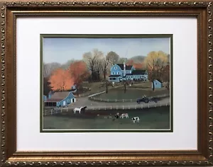 Michel Delacroix "Cornerstone Farm" CUSTOM FRAMED Rural Primitive - Picture 1 of 3