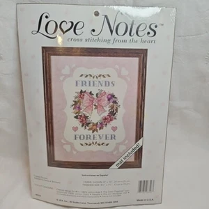 JCA Love Notes "Friends Forever" Counted Cross Stitch Kit with Mat, Pink - Picture 1 of 2
