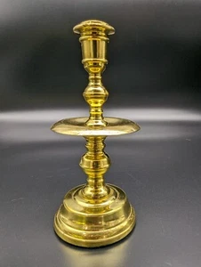 Brass Candlestick Weighted with Drip Catcher 5" Tall Taper Candle .5" Heavy - Picture 1 of 14