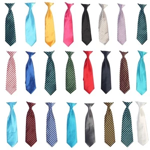 25 + Colors Clip On Neck Tie For Toddler (2T-4T )Kids(4-7) Boys (8-16) Satin Tie - Picture 1 of 31