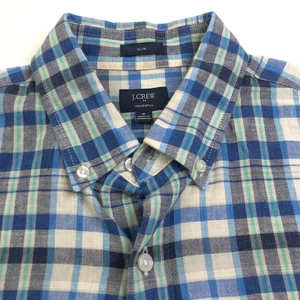 J. Crew Homespun SLIM FIT Medium LS Cotton Check Plaid Casual Collar Shirt - Picture 1 of 9