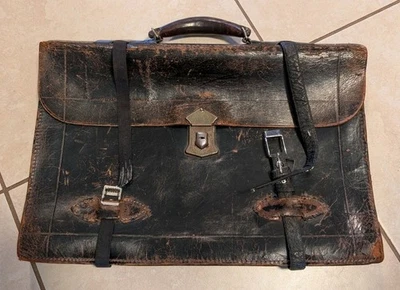 Vintage Leather Portfolio Briefcase Satchel Attache Richmond KY Presto Lock - Image 1 of 4