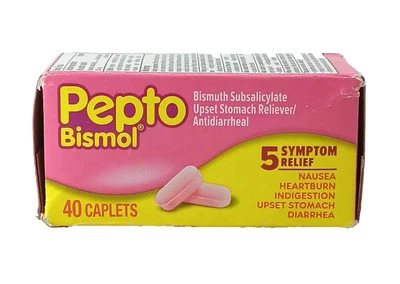 Pepto Bismol Bismuth Subsalicylate Upset Stomach Reliever - 40 Caplets - Image 1 of 4