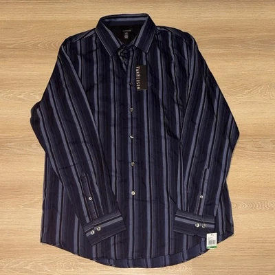 NUEVO CON ETIQUETAS Camisa Van Heusen Abotonada Manga Larga Rayas Azul Talla 16-16.5 Grande Foto 1 de 4