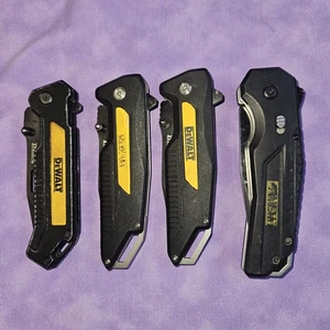 Lote de 4 cuchillos de bolsillo Dewalt, negro/amarillo, bloqueo del forro, clip para cinturón, cuchillas combinadas - Imagen 1 de 12
