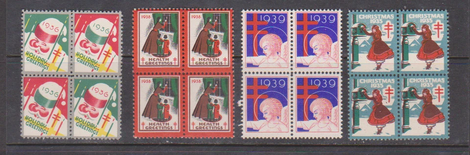 US 1930's Christmas Seals in Blocks Mint NH - Image 1 of 1