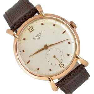 LONGINES Classic Jumbo Spider Lugs ivory dial rose gold 18KT 1947's - Picture 1 of 24