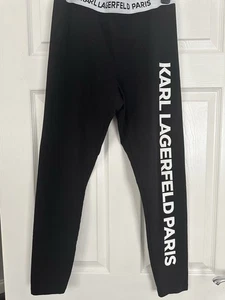Karl Lagerfeld Paris Women Joggers Stretch Logo Trim Black Size Medium - Picture 1 of 5