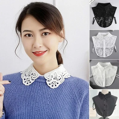 Chiffon Fake Lace Collar Detachable Fake Shirt Collar for Women Girls
