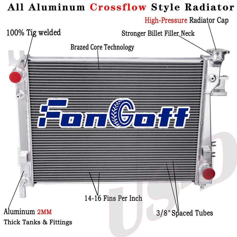 4 Row Aluminum Radiator For 2004-2009 2008 Dodge Ram 1500 2500 3500 4000 5.7L V8 Foto 1 de 4
